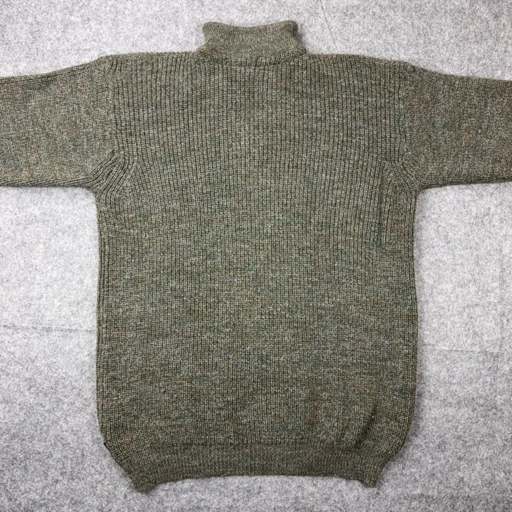 Barbour Sweater Mens XL Green Tyne Zip Neck 100% Pure Wool Heavy Knit Scotland